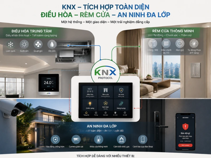 Giải pháp KNX bền vững năm 2026 tích hợp toàn diện hệ thống điện trong nhà